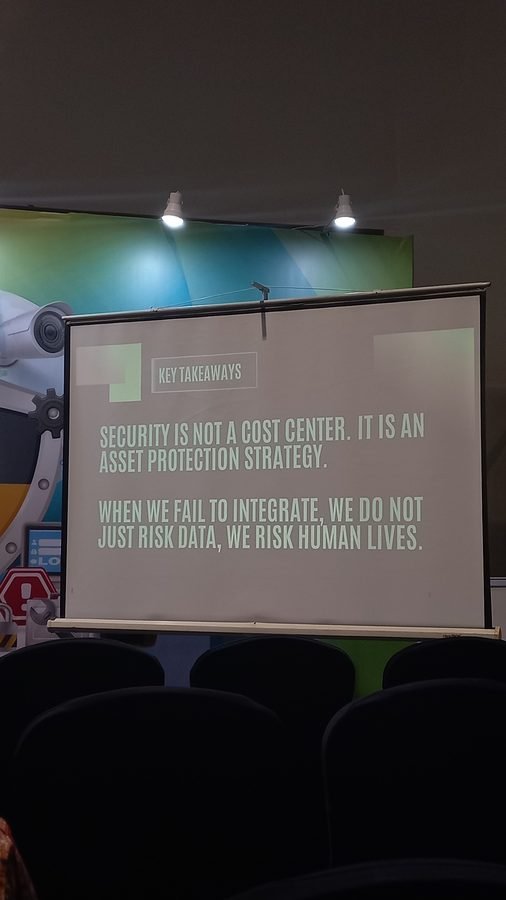 Conference slide reading: security is not a cost center, it is an asset protection strategy